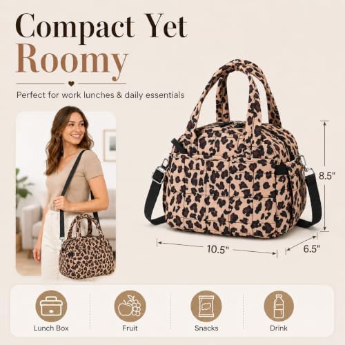 BTOOP Lunch Box for Women, Quilted Insulated Lunch Bag with Shoulder Strap