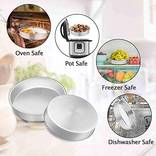 TeamFar 8 Inch Cake Pan Set of 2, Round Layer Cake Baking Pans Tins