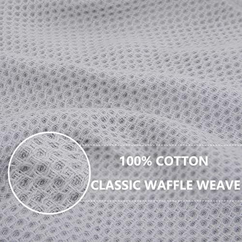 Homaxy 100% Cotton Waffle Weave Kitchen Dish Towels 6-Pack, Light Gray