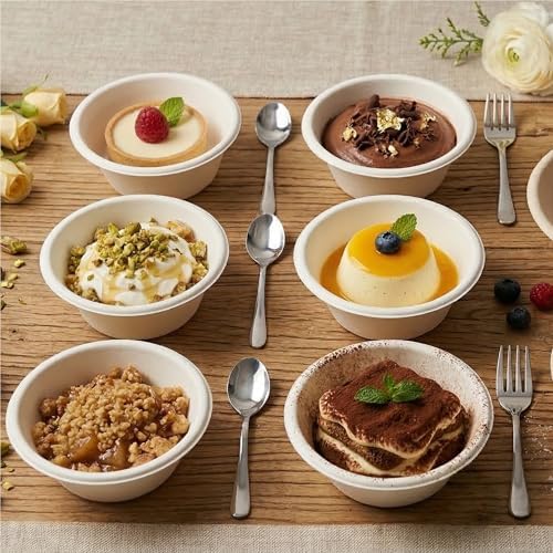 JINVOGREEN 200 Count 8 oz Paper Bowls, Small Compostable Bowl, White