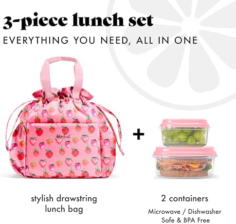 Fit & Fresh Cromwell Cinch Insulated Lunch Bag for Women w/Containers