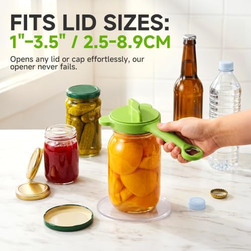 2026 Upgraded 4-in-1 Jar Opener - Adjustable Stainless Steel Lid Remover for Seniors & Arthritis Sufferers, Fits Kitchen Jars, Bottles & Cans Green