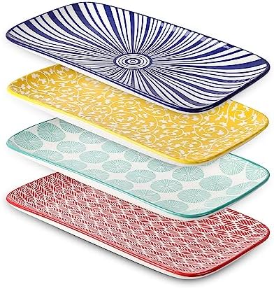 Selamica Ceramic 12 Inch Rectangular Serving Platters Set of 4