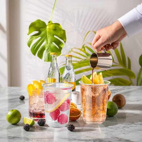KesaPlan 50 Pcs 16oz Plastic Clear Cups, Disposable Wine Cocktail Glasses