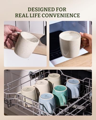 famiware Coffee Mugs Set of 4, Meteor 13 oz Ceramic Mug Cup Set with Handle