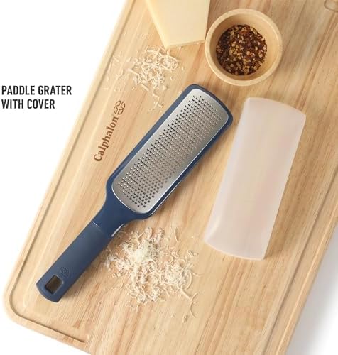 Calphalon Prime Stainless Steel Handheld Cheese Grater W/Cover & Rubber Handle - Navy Blue