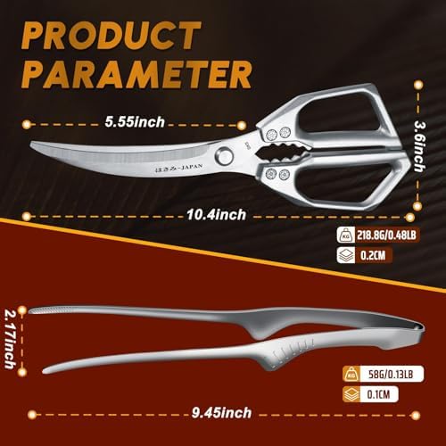 Huusk Kitchen Scissors and Cooking Tong, Kitchen Shears Set all Purpose