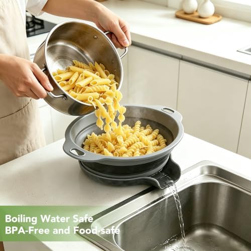 3-Pack Collapsible Colander for Kitchen with Self-Draining Base,Black