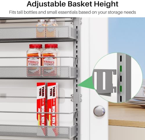 SNTD 8 Tiers Over the Door Organizer, 17" W x 6" D x 69" H, Grey
