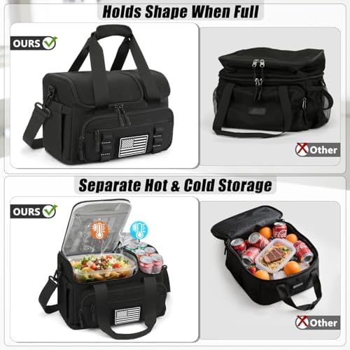 Lunch Box for Men, 20L Insulated Lunch Bag with Hot/Cold Compartment