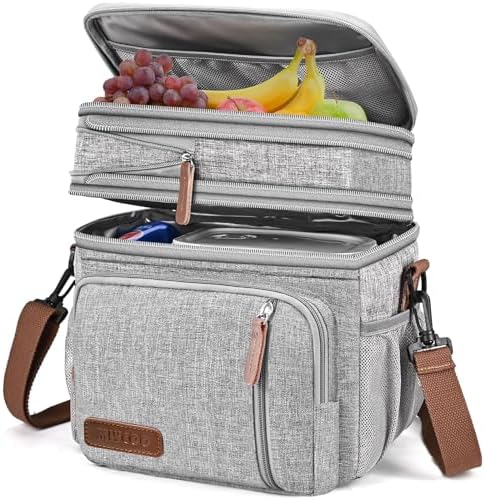 MIYCOO Lunch Bag for Women & Men, Expandable Double Deck Lunch Box, 15L