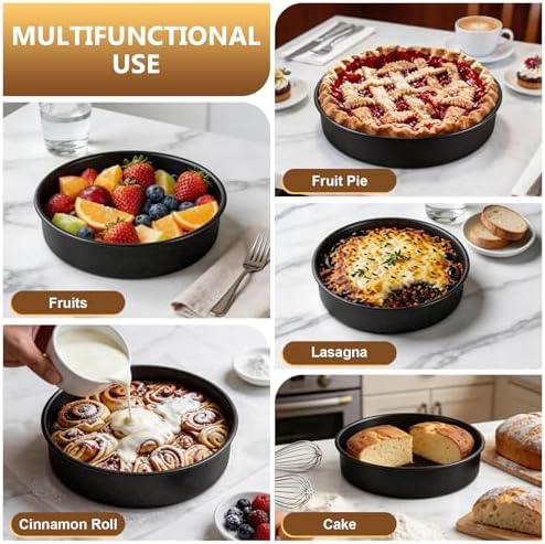 P&P CHEF 9 Inch Cake Pan Set of 4, 4 Pcs Nonstick Round Cake Baking Pans