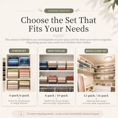 SortNStore Shelf Dividers Purse Organizer for Closet: 11" Tall (Extra Tall)