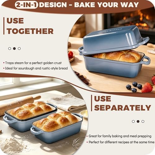 Cast Iron Loaf Pan with Lid, 9x5 Loaf Pans for Homemade Bread