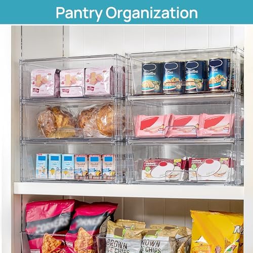 Vtopmart 3 Pack Large Clear Stackable Storage Drawers for Closet, Pantry