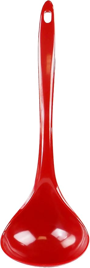 Reston Lloyd Melamine Soup Ladle Kitchen Utensil, Premium Quality Utensil with Heat Resistant Ergonomic Handle, Durable BPA-Free Plastic, 10.5 inch long, 6pc Set, Red
