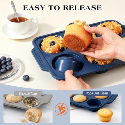 Silicone Muffin Pans for Baking with Metal Reinforced Frame