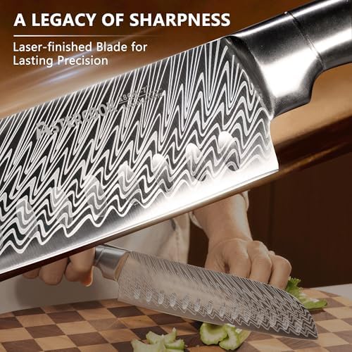 Knife Set, Astercook 21 Pieces Kitchen Knife Set with Built-in Sharpener, German Stainless Steel Knife Block Set, Razor-Sharp Knives with Full-tang Handle, Dishwasher Safe Kitchen Utensils Set
