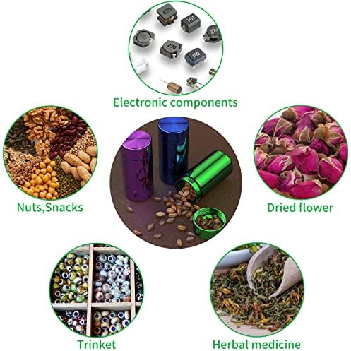 TecQach Portable Aluminum Storage Jar 3-Pack,Airtight Smell Proof Container, Metal Waterproof Small Bottle Multipurpose Container for Coffee & Teas, (Purple+Green+Blue)