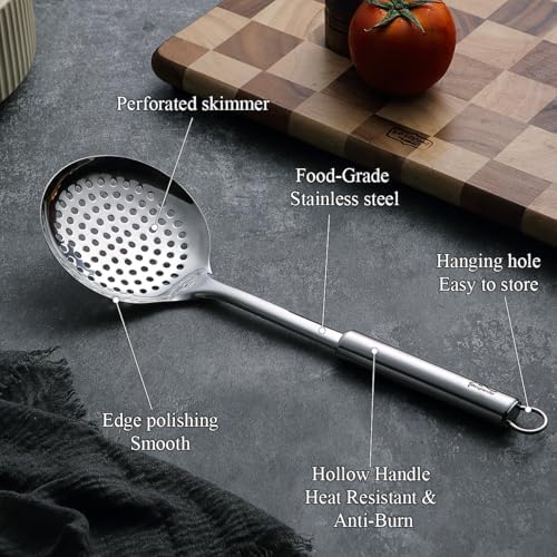 Berglander Spider Strainer Skimmer Ladle 2 Pieces, Stainless Steel Kitchen Skimmer Slotted Spoons for for Straining Pasta/Cooking/Frying, Kitchen Utensils Wire Strainer Pasta Spoon