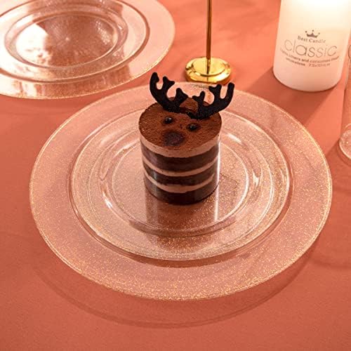 I00000 102 Pcs Gold Glitter Plastic Plates, Gold Glitter Disposable Plates