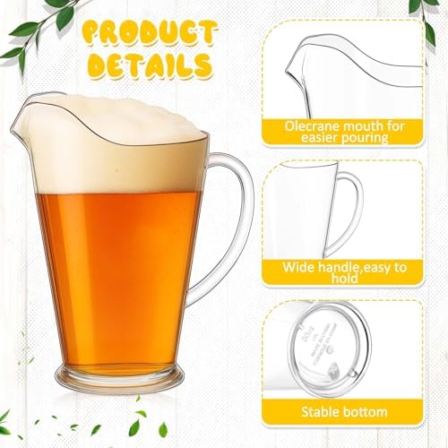 Tessco 3 Pcs Plastic Pitchers 60 Oz Clear Water Beer Jug Large,Stylish