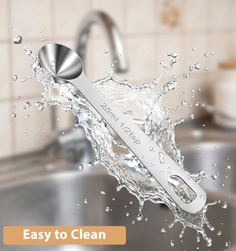 1/2 Teaspoon Measuring Spoons, 2 PCS Stainless Steel 1/2 Teaspoon Scoop for Kitchen Ingredients, Short Handle Silver (5ml, Z12 X 3.1 In)