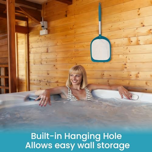 POOLWHALE Hot Tub and Spa Leaf Skimmer Net, Ultra Fine Mesh Bag with Aluminum Pole - Handheld Pool Net for Small Above Ground Pools Efficient Debris Removal
