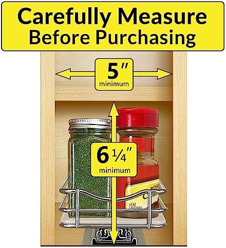 LYNK PROFESSIONAL® Pull Out Spice Organization for Cabinets - 4-3/8 inch Wide – Spice Rack for Inside Cabinets, Slide Out Spice Rack Organizer for cabinet – Pull Out Spice Rack, Sliding 1 Tier Chrome