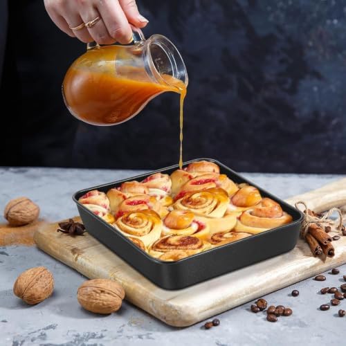 E-far 8 Inch Baking Pan Set of 2, Nonstick Square Cake Pan for Lasagna Cake