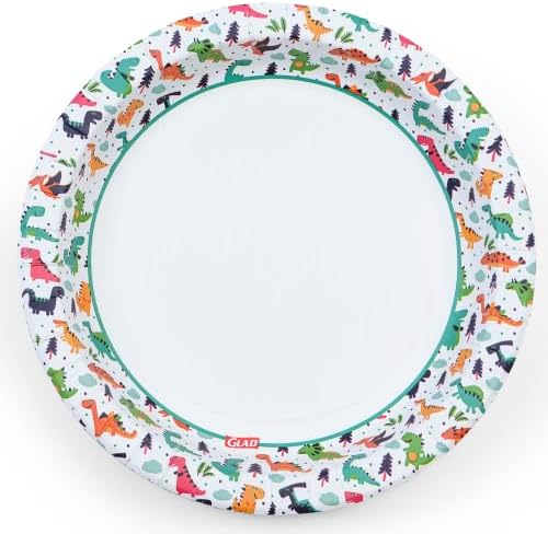 Glad for Kids Dinosaur Disposable Paper Plates, 8.5 Inch 26 Count