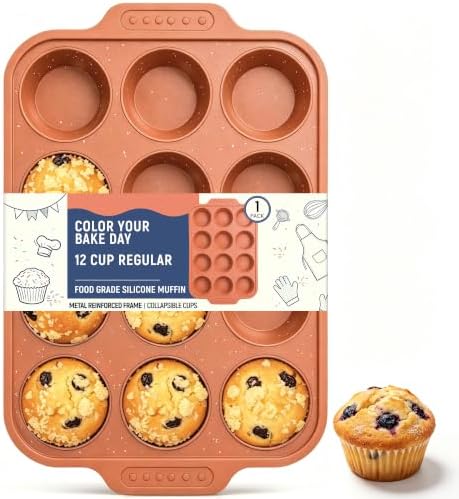 Silicone Muffin Pans for Baking with Metal Reinforced Frame