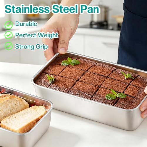 8 Pack Loaf Pan 8.5x5.7 Inch Stainless Steel Bread Loaf Pans for Baking, Silver Bread Tins for Baking Breads, Sourdough, Brownies and Pound Cakes, Dishwasher Safe