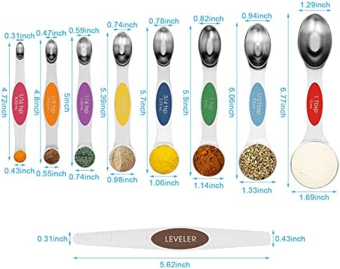 Aovchei 9 PCS MultiColor Magnetic Measuring Spoons Set