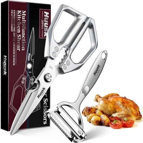 Huusk Kitchen Scissors and Vegetable Peeler Set, Japanese Stainless Steel