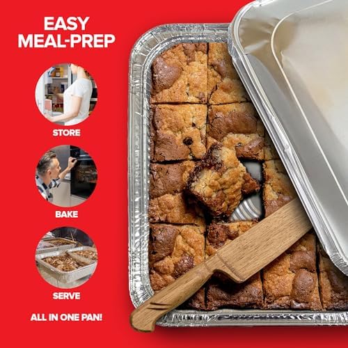 Stock Your Home 9x13 Disposable Aluminum Pans with Lids, 30 Pack