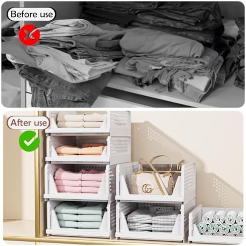 CTSNSLH 5 Pack Closet Organizers Stackable Storage Box