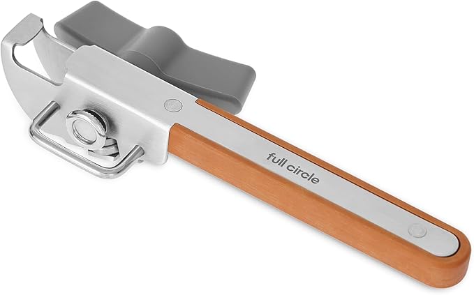 Full Circle Smooth Operator - Smooth-Edge Stainless Steel Can Opener, Safe & Easy No More Sharp Rims, Compact Portable Design with Integrated Bottle Opener