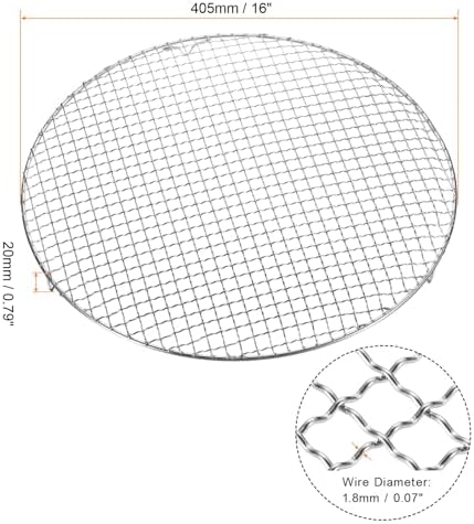 HARFINGTON Round Cooking Rack 16-inch 201 Stainless Steel Cross Wire Barbecue Grill Net with 20mm Legs for Cooking Baking Steaming BBQ