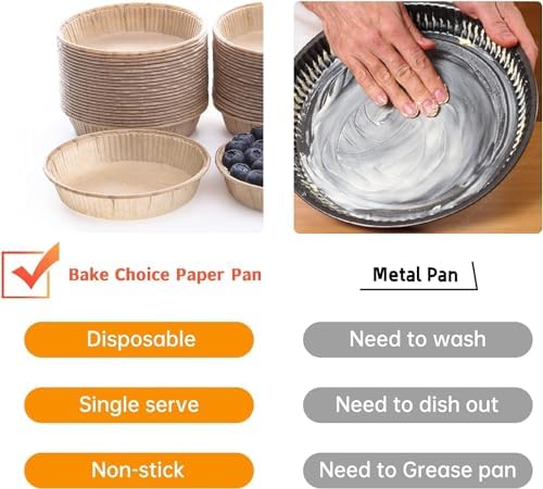 Bake Choice 200pcs Paper Mini Tart Pans, 4 Inch Mini Pie Tins, Disposable