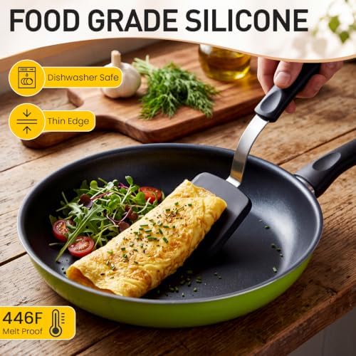 2 Pcs Mini Silicone Cookie Brownie Spatula,Solid Flat,Black