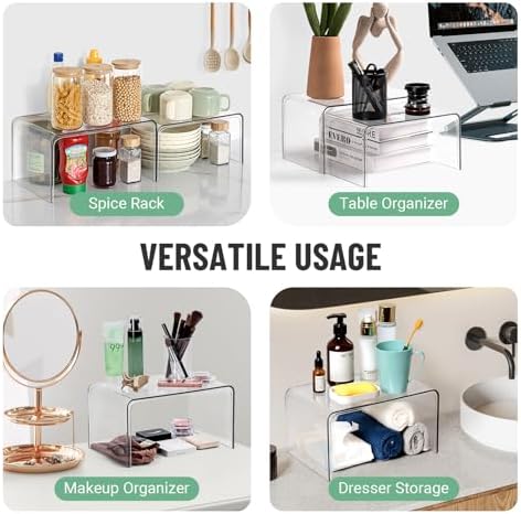 Bobomoment Clear Cabinet Organizer, Stackable Shelf Organizer Set of 2