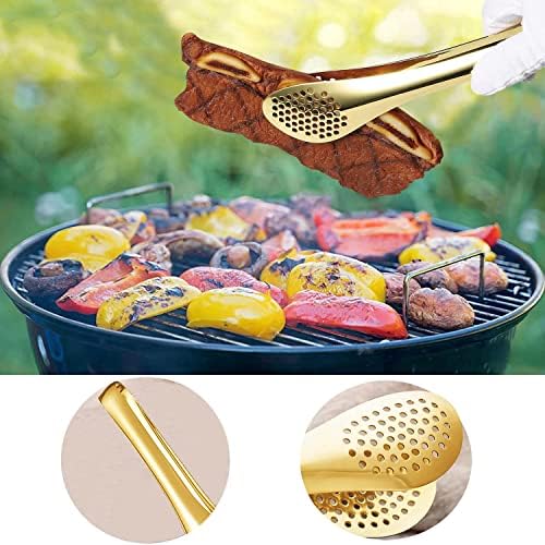 11 PCS Serving Utensils, Large Stainless Steel Spoons Forks Tongs, Pie Server, Great for Hostess Buffet Catering Banquet Party, Gold