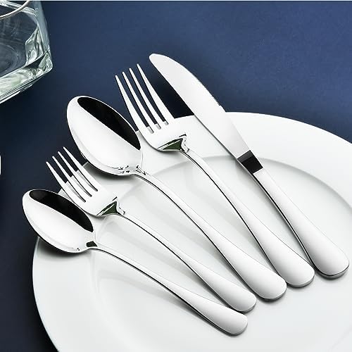 Silverware Set for 12 with Serving Utensil,Stainless Steel Flatware Cutlery