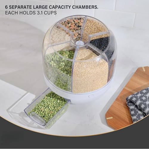 Rotating 6-Compartment Dry Food Dispenser