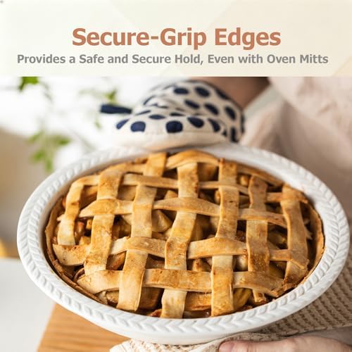 11 inch Pie Pan - 2PCS Round Baking Dish, Porcelain Pie Plate