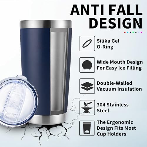 HAOLI 1 Pack 20oz Stainless Steel Tumbler with Lid/Dark-Blue