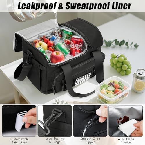Lunch Box for Men, 20L Insulated Lunch Bag with Hot/Cold Compartment