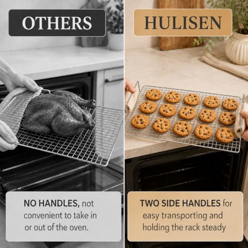 4 Pack Heavy-Duty Wire Cooking Rack Baking Racks with Handle 14.1" x 10.7"
