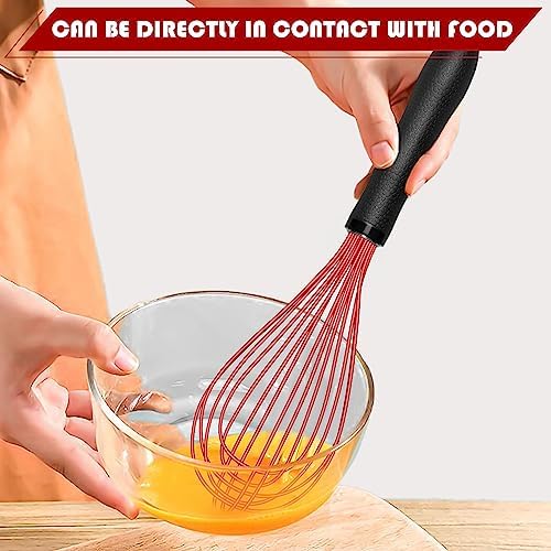 TEEVEA Silicone Whisk 11 Inch, Non-Slip Handle Heat Resistant Non-Scratch